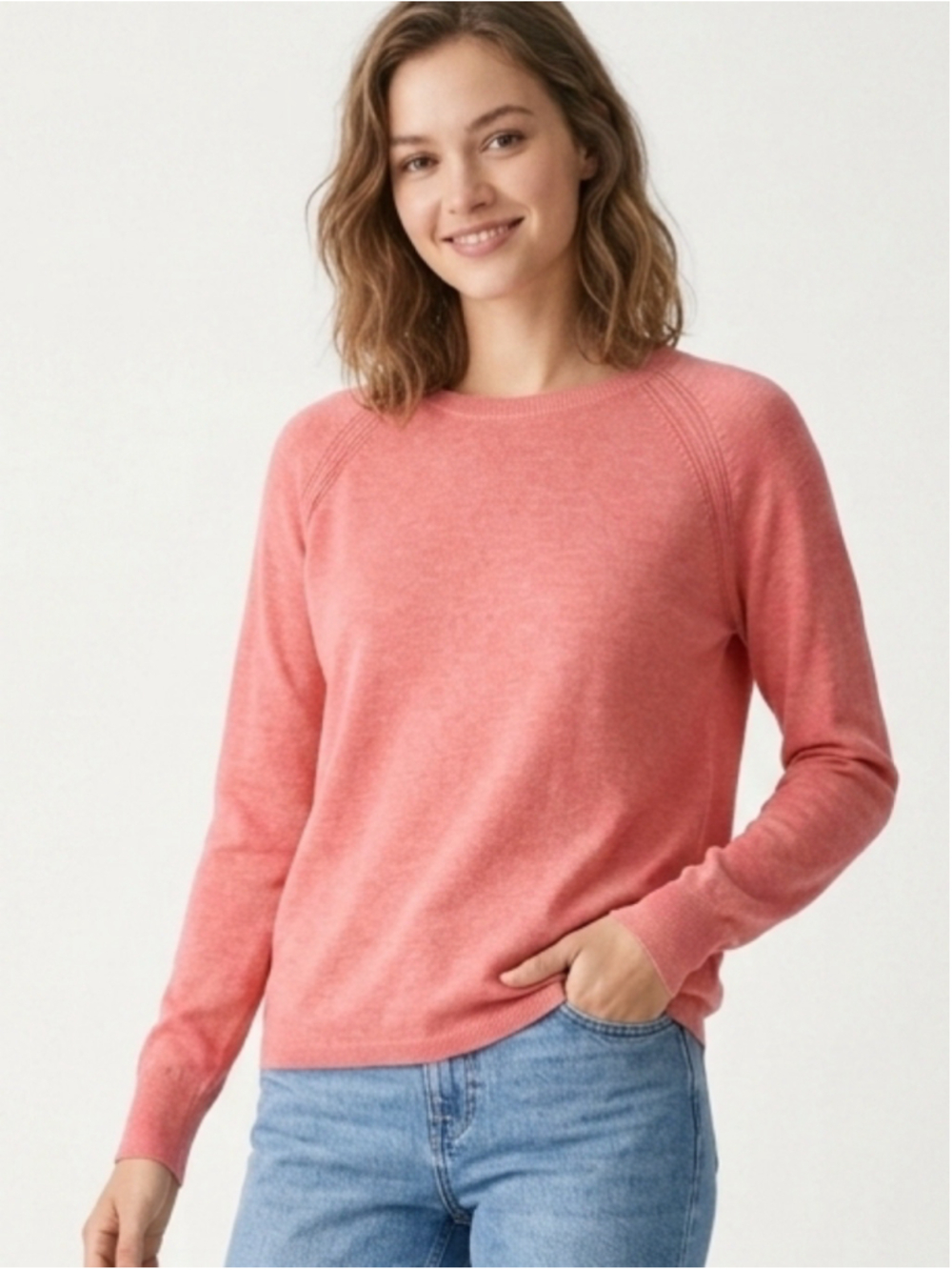 Banana Republic Cait Linen-Blend Women’s Crewneck Sweater - Coral Pink XS - 930
